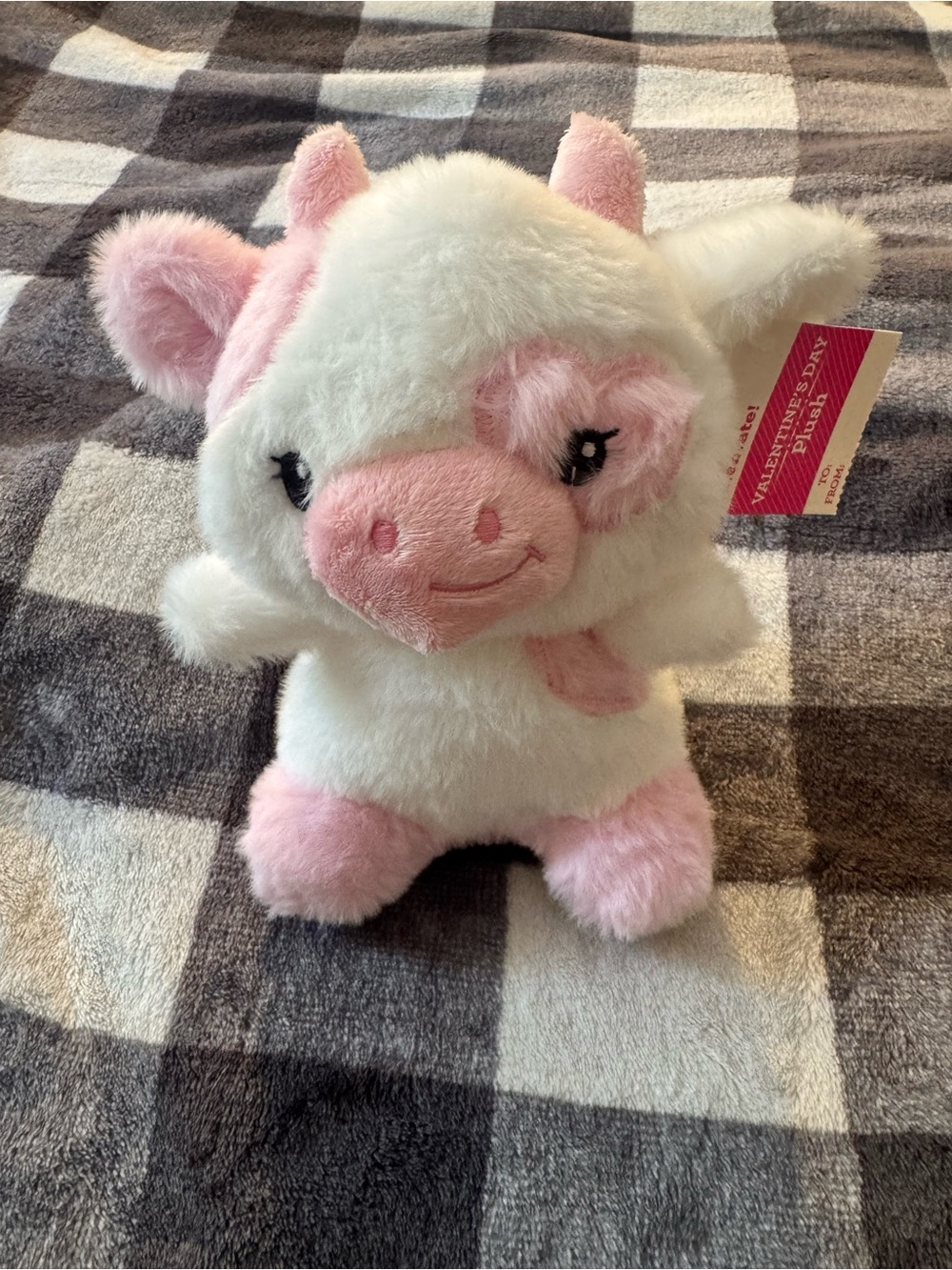 White and Pink Plush Cow